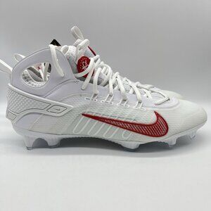 Nike Huarache 9 Elite LAX MID Cleats White Red Men's Size 12 FV6146-100